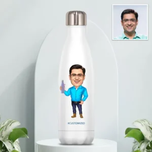 Personalised Casual Dressed Caricature Water Bottle for Him
