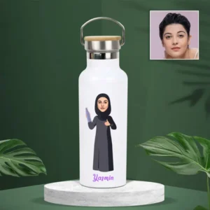 Woman in abaya Caricature Water Bottle