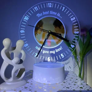 Personalised LED Lamp Clock with Picture