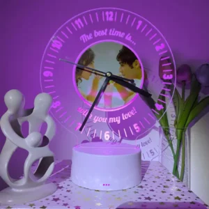 Personalised LED Lamp Clock with Picture