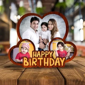 Happy Birthday 3 Hearts Photo Frame