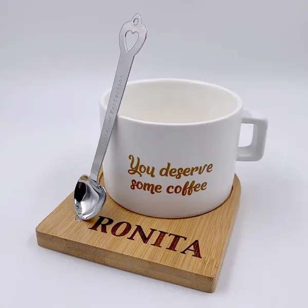 Personalised Mug & Bamboo Coaster
