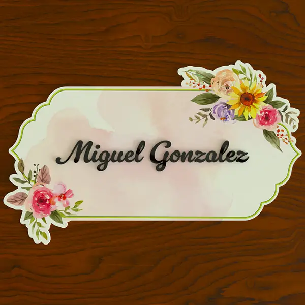 Floral Theme Acrylic Name Plaque for Door & Wall