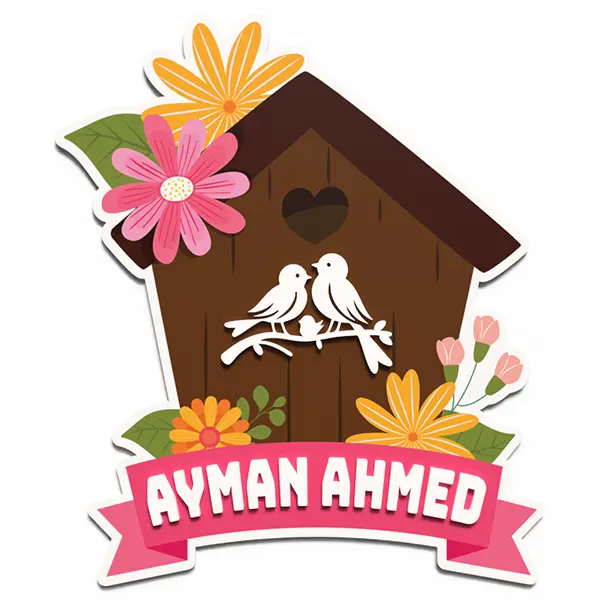 Door Name Plaque – Floral Birdhouse Design