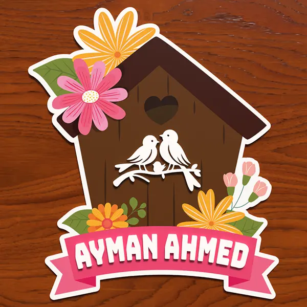 Name Plaque – Floral Birdhouse Design