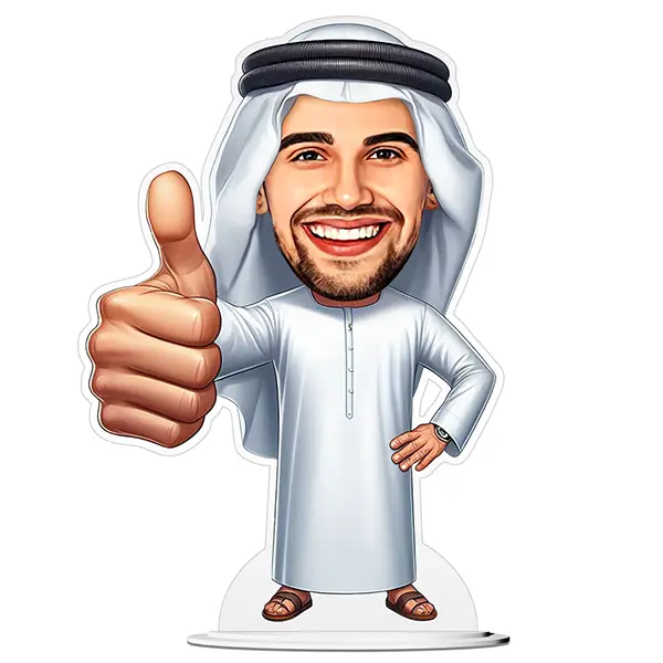 Kandoora Man Caricature Standee – Traditional Arab Attire