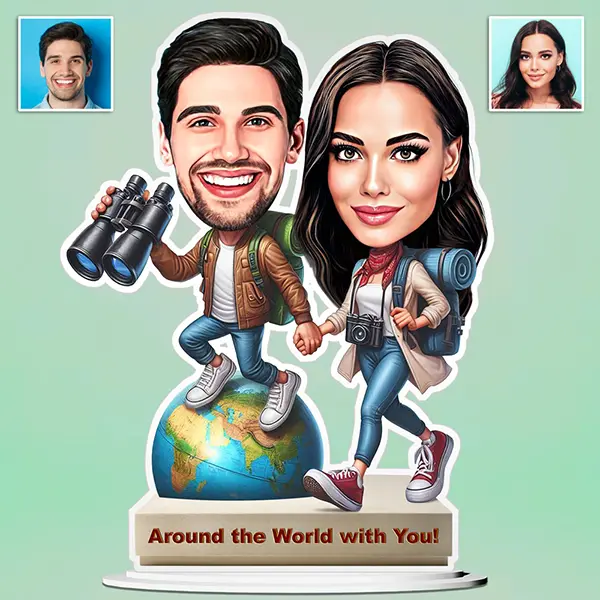 Around the World - Couple Caricature