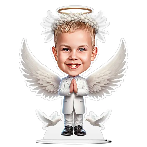 First Communion Angel Caricature Standee – Personalized Boy’s Gift