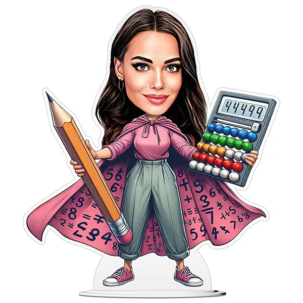 Super Master Math Teacher Caricature – Female