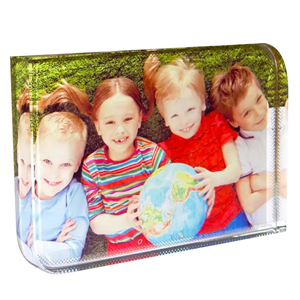 Personalized Crystal Photo Block β Rectangle Rounded Glass Keepsake
